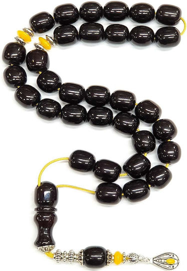 Roloi Komboloi Mastic Worry Beads with 33 Beads Black 38cm