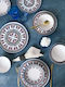 Dinnerware Set 24 Pieces 6 Persons Blue Pattern 28 × 28 Cm
