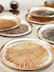 Set of 6 Glass Dinnerware Pieces with Gold Details 16x16cm