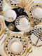 Trigon Dinnerware Set Black White Gold Details 27 X 27cm