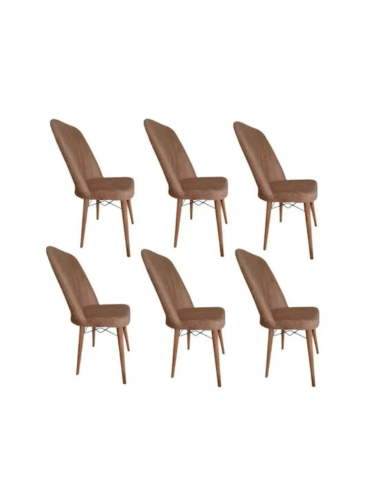 Walnut Chair Wooden Legs Set 6 Pieces Brown 45x...