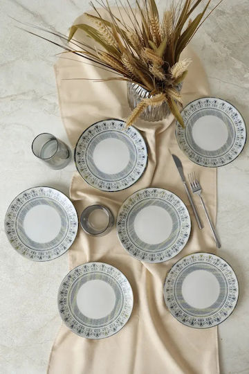 Serving Plate Desert Stoneware Ege Set of 6 Pieces White 20x20cm