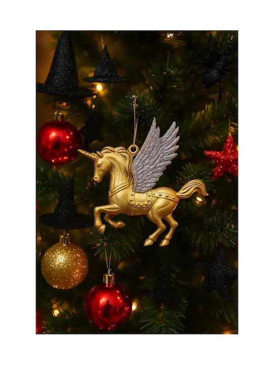 SteweHome Weihnachtsbaumschmuck Einhorn Goldene Silberne Flügel Goldfarbe 13×2×13 cm