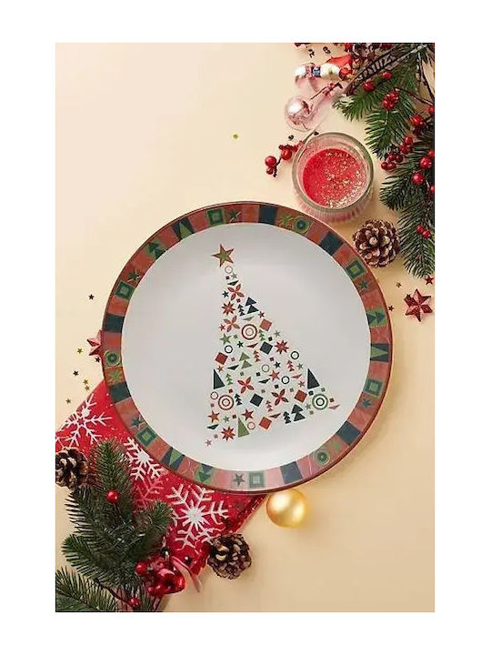 Mehrfarbiges Weihnachtliches Plattenstück Baum – 26x26 cm