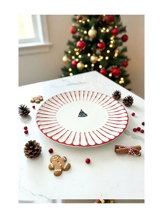 SteweHome Weihnachtliches Essgeschirr Rotes Rundes Teller 27x27 cm