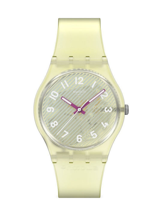 Swatch Ανδρικό Ρολόι Μπαταρίας με Κίτρινο Καουτ...