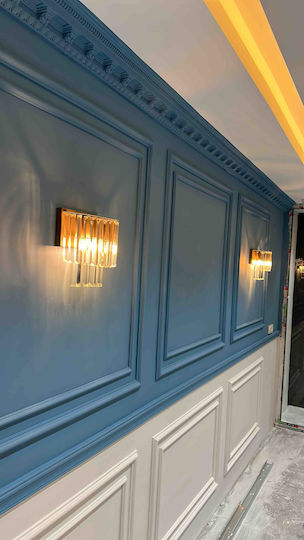 Wall Lamp Metal with Crystal Strips 30x25cm