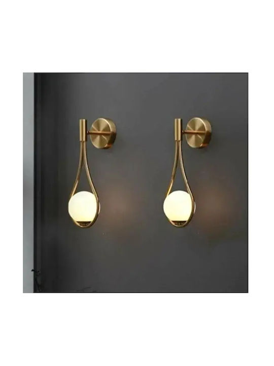 Modern Wall Lamp Tear Shape White Glass Sphere 2pcs 40×20cm