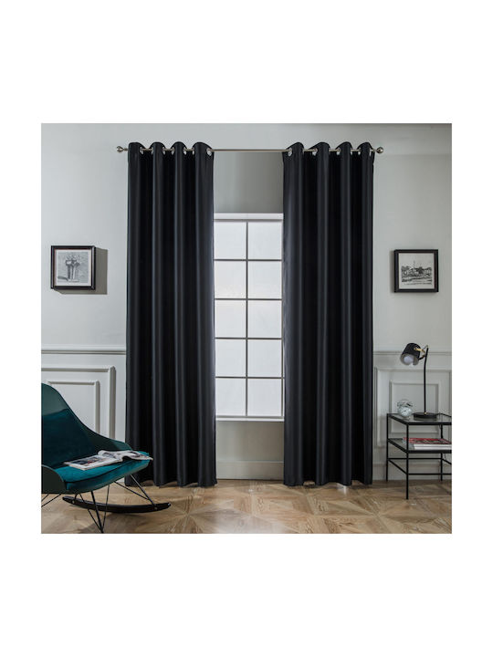 Mc Decor Κουρτίνα Συσκότισης με Τρουκς Μαύρη 140x265εκ.