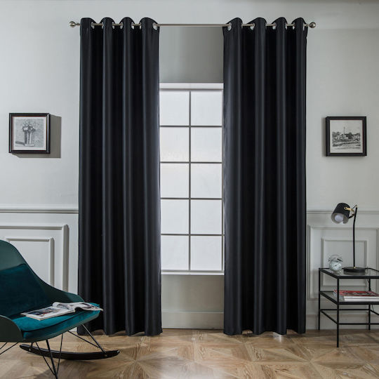 Mc Decor Blackout Curtain with Black Grommets 140x265cm