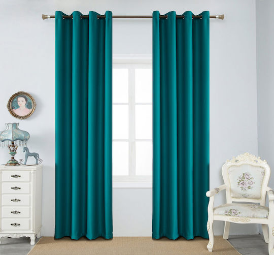 Mc Decor Blackout Curtain with Grommets Green 140x265cm