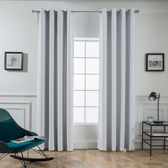 Mc Decor Blackout Curtain with Gray Grommets 140x265cm