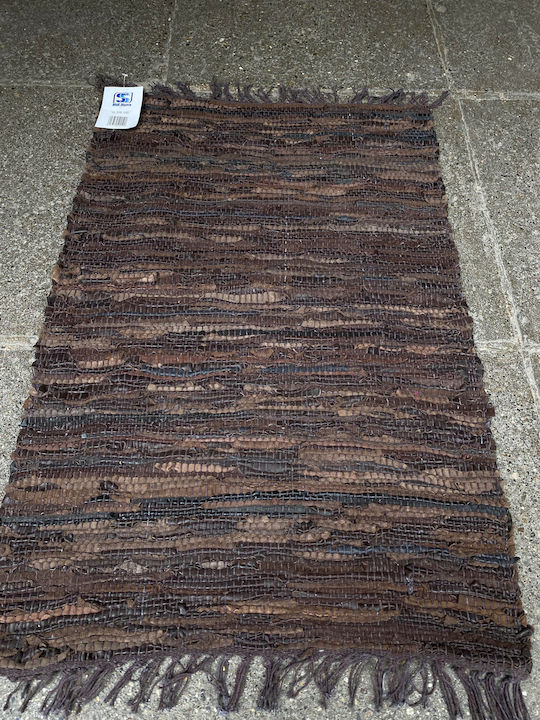 Sidirela Sidi Home Rug Rectangular Leather with Fringes Coffee