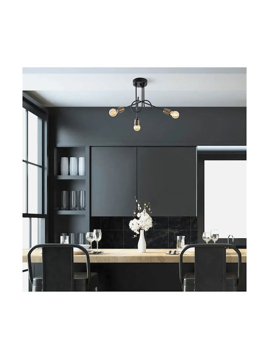 Tripod Ceiling Light Decorative Knot Black Antique 46x32cm