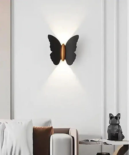 Модерен Аплик Пеперуда LED IP65 Черен За Външна Стена 14×16см