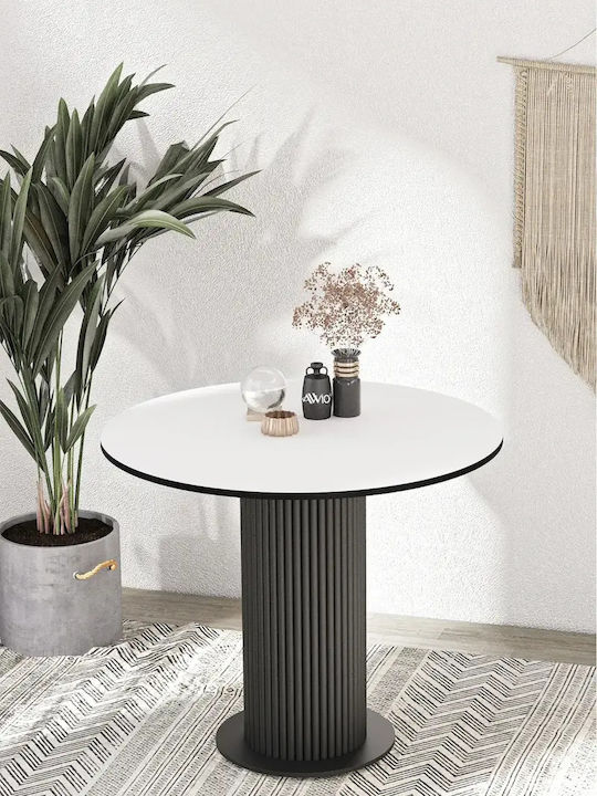 Masă Rotundă Elegantă Pentru Sufragerie 4 Persoane Albă 90x73cm