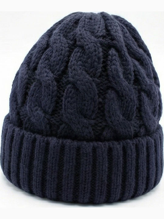 Beanie Männer Beanie mit Strickmuster in Blau Farbe