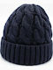 Beanie Männer Beanie mit Strickmuster in Blau Farbe