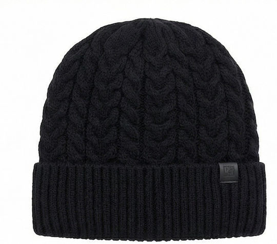 Beanie Männer Beanie mit Strickmuster in Schwarz Farbe