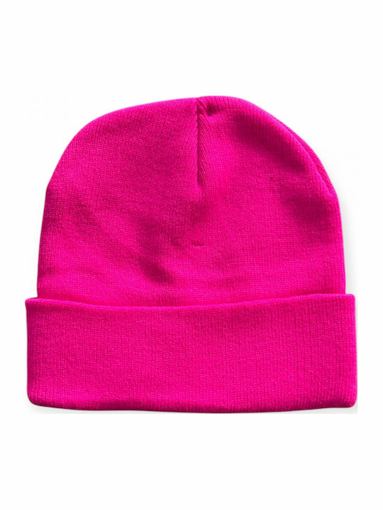 Beanie Unisex Σκούφος Πλεκτός σε Φούξια χρώμα