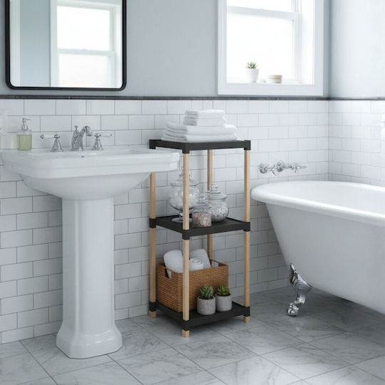 FixWood Boden Badezimmerregal Kunststoff 28x25x72cm Schwarz