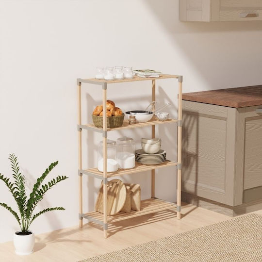 FixWood Επιδαπέδια Ραφιέρα Μπάνιου Ξύλινη 65x30x116cm Μπεζ
