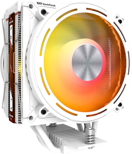 Darkflash Explore E400 Plus Ψύκτρα Επεξεργαστή Διπλού Ανεμιστήρα για Socket AM4/AM5/115x/1700 με ARGB Φωτισμό Λευκή