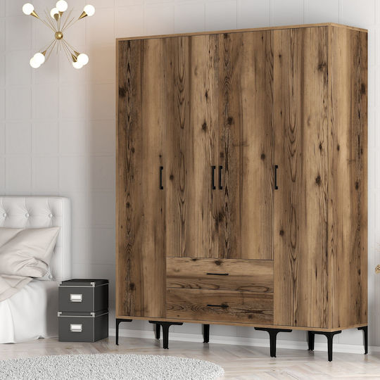 Wardrobe Four Door Sts Walnut 160x47x201cm