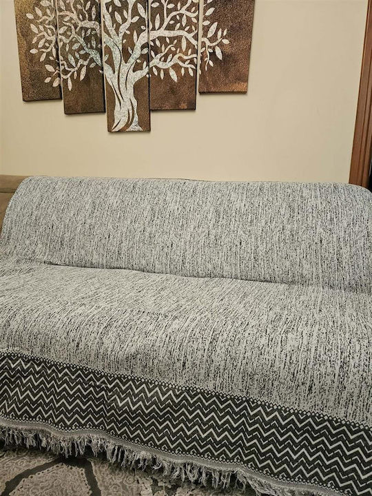 Kalogirou Home Throws Set 2 pcs Chenille Light Gray Zig Zag