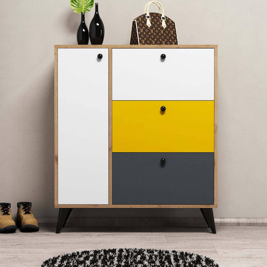 Shoe Cabinet 6 Shelves 4 Doors Multicolour 90x35x105cm