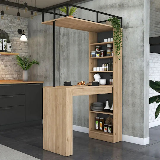 Bar Furniture Oak Shelves & Metal Frame 120x55x181cm Bar Furniture Oak Shelves & Metal Frame 120x55x181cm