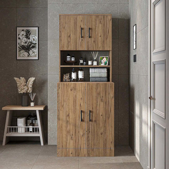 SteweHome Badezimmerschrank Waschmaschinentür Eiche 70x32x180cm