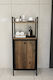 Metal Laundry Basket Bathroom Shelf Walnut 40x31x97cm
