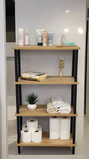 Bathroom Cabinet 4 Shelves Practical Elegant Oak 60x30x103cm