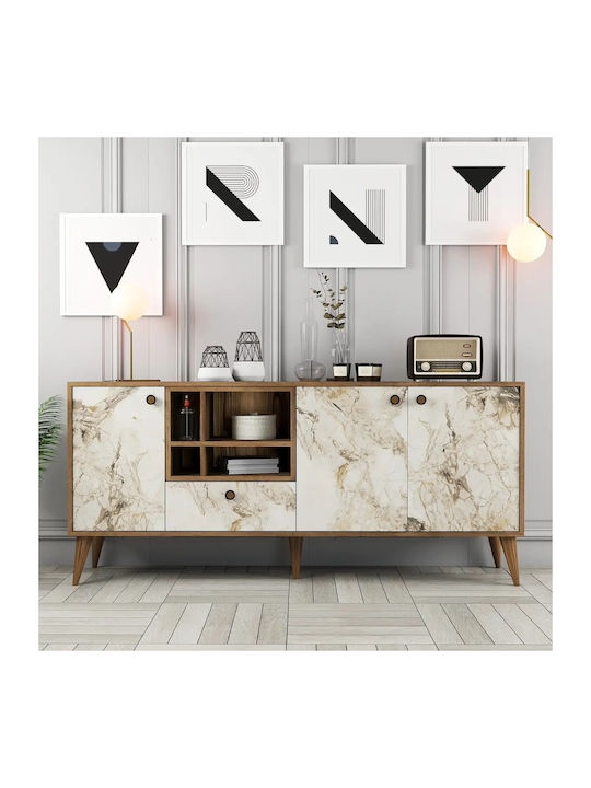 Μπουφές Ξύλινος Πόρτες Κρέμα Μαρμάρου 180x35x81cm