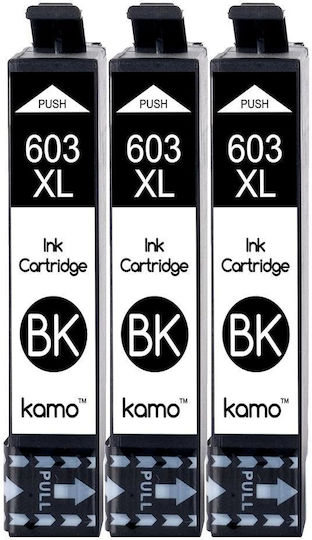 Комплект Съвместими Kamo 603xl Мастилници 7754426-a 8865-29 3 Бройки Черни Съвместими Epson 603 603xl