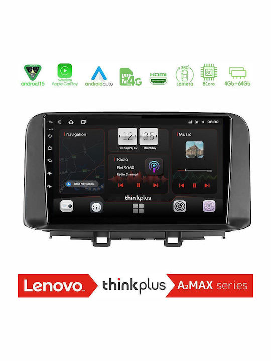 Lenovo Car Audio System for Hyundai Kona 2018-2023 (Bluetooth/USB/WiFi/GPS/Apple-Carplay/Android-Auto) with Touch Screen 10"