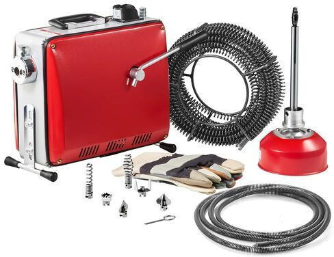 Șarpe Electric Pentru Desfundat Țevi Profesional 6 Capete Tăietoare 390 W 2 Cab­luri Spiralate 12 M X 16 Mm 4.5 M X 16 Mm Diametru Țevi 50-110 Mm