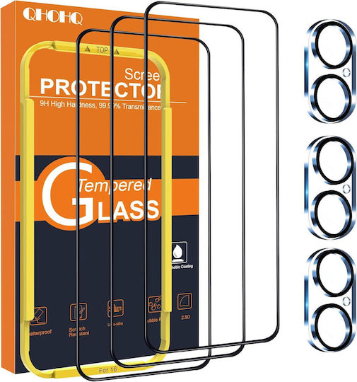 Qhohq Tempered Glass Apple Iphone 16 Screen Protection 9h+ Set 3 Pieces