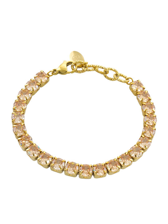 Oxette Women's Bracelet made of Steel Gold Plated with Zircon