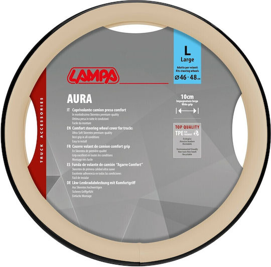 Lampa Car Steering Wheel Cover with Diameter 46-48cm Synthetic Beige with Beige Stitching