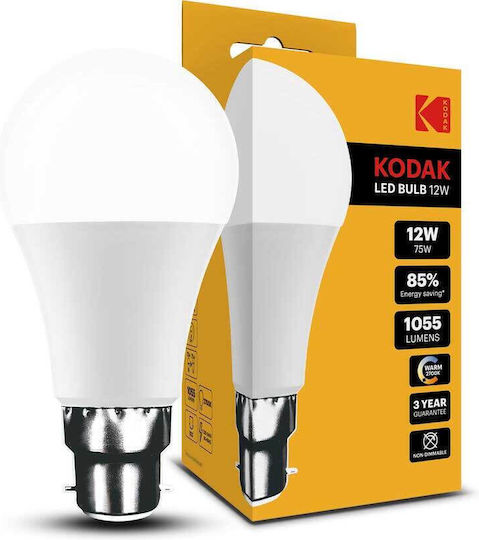 Kodak Λάμπα LED 12W για Ντουί B22 και Σχήμα A60 Θερμό Λευκό 1055lm