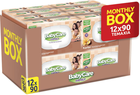BabyCare Family Karite Baby Wipes Alcohol-Free & Parabens Free 12x90pcs