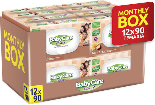 BabyCare Family Karite Baby Wipes Alcohol-Free & Parabens Free 12x90pcs
