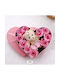 Geschenkbox Herz Pink Teddybär 10 Dekorative Rosen 17x15,5cm