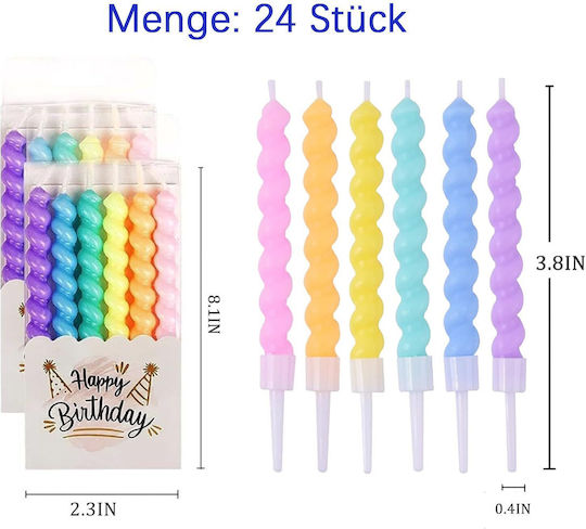 Lumanări Spirale De Ziua De Naștere 24 Bucăți Colorate Lungi Decorative Pentru Tort