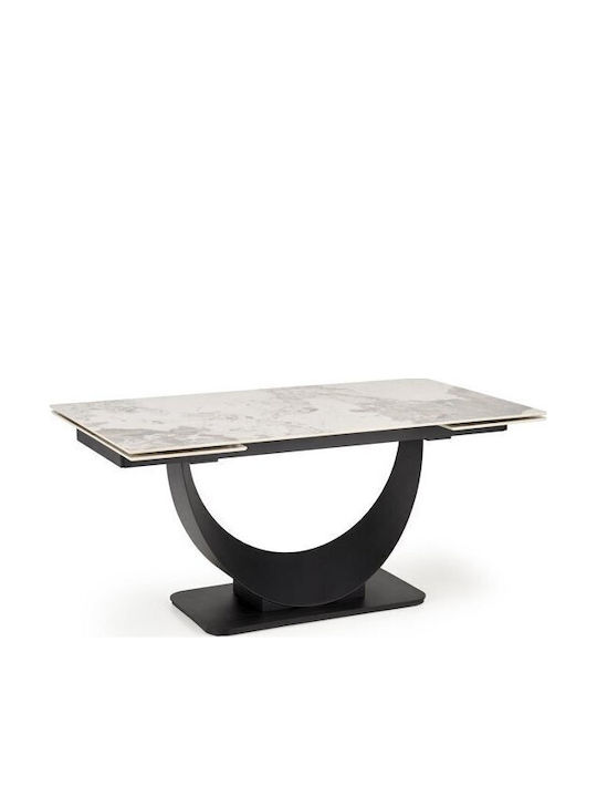 Houston 2090 Tisch Speisesaal Ausziehbar mit Steinoberfläche Beige, Black 160(+80)x92x75cm