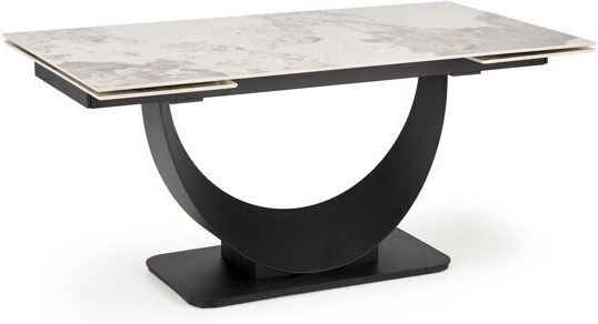Houston 2090 Table Dining Room Extendable with Stone Surface Beige, Black 160(+80)x92x75cm