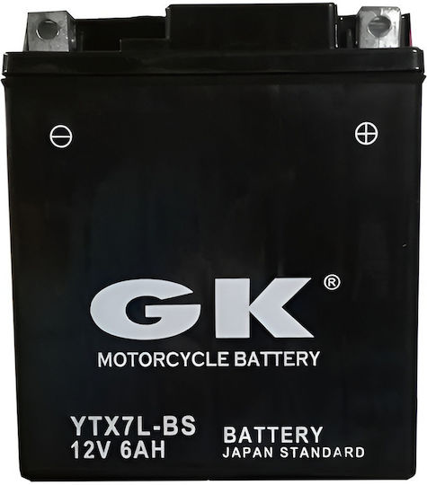 GK Inchis Baterie Motocicleta YTX7L-BS cu Capacitatea 6Ah