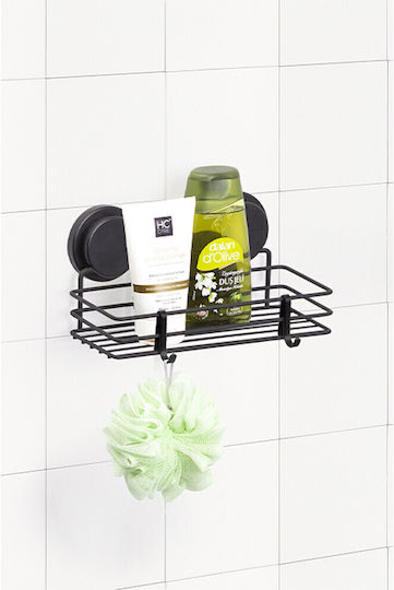 Metalife An der Wand montiert Badezimmerregal Metallisch 41x25x15.5cm Schwarz